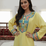 Multi-colored floral embroidery Jalabiya