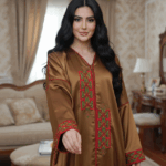 Silk Jalabiya with Rose Embroidery