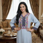 Blue embroidered Jalabiya