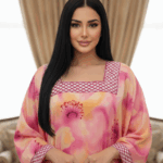 Watercolor Printed Square-Neck Jalabiya