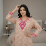 Rosy Bloom Patterned Jalabiya