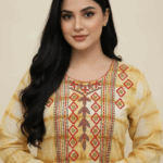 Mustard Tie-Dye Embroidered Jalabiya