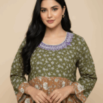 Floral Print Two-Tone Jalabiya