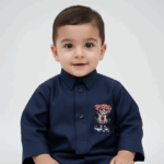 Navy Blue 'Little Man' Embroidered Thobe