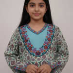 Elegant Floral Embroidered Jalabiya - Mint & Teal