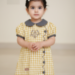 Toddler Girls' Mustard Gingham "Princess" A-Line Dress