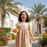 Girls' Vintage-Inspired Floral Sun Dress with Sequin Appliqué