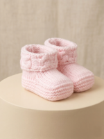⁦Soft Cable-Knit Baby Booties⁩ - الصورة ⁦2⁩